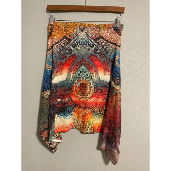 Amma Design Womens Skirt Small Mixed Media Asymmetric Hem Pull On Stretch Boho - Picture 2 of 7